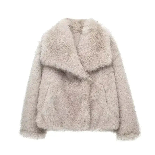 Manteau Femme Court En Fausse Fourrure-Gigié