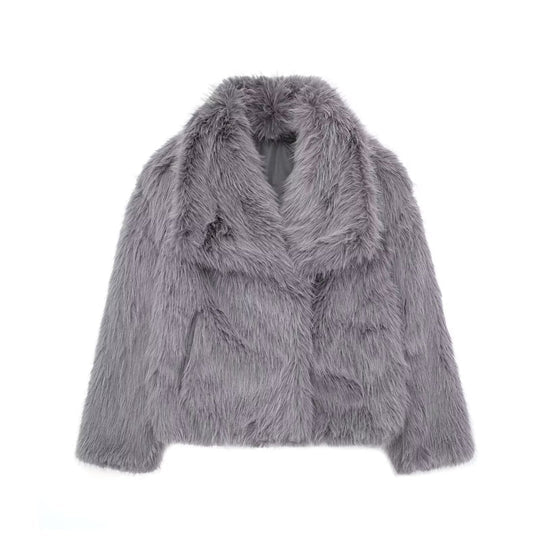 Manteau Femme Court En Fausse Fourrure-Gigié