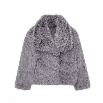 Manteau Femme Court En Fausse Fourrure-Gigié