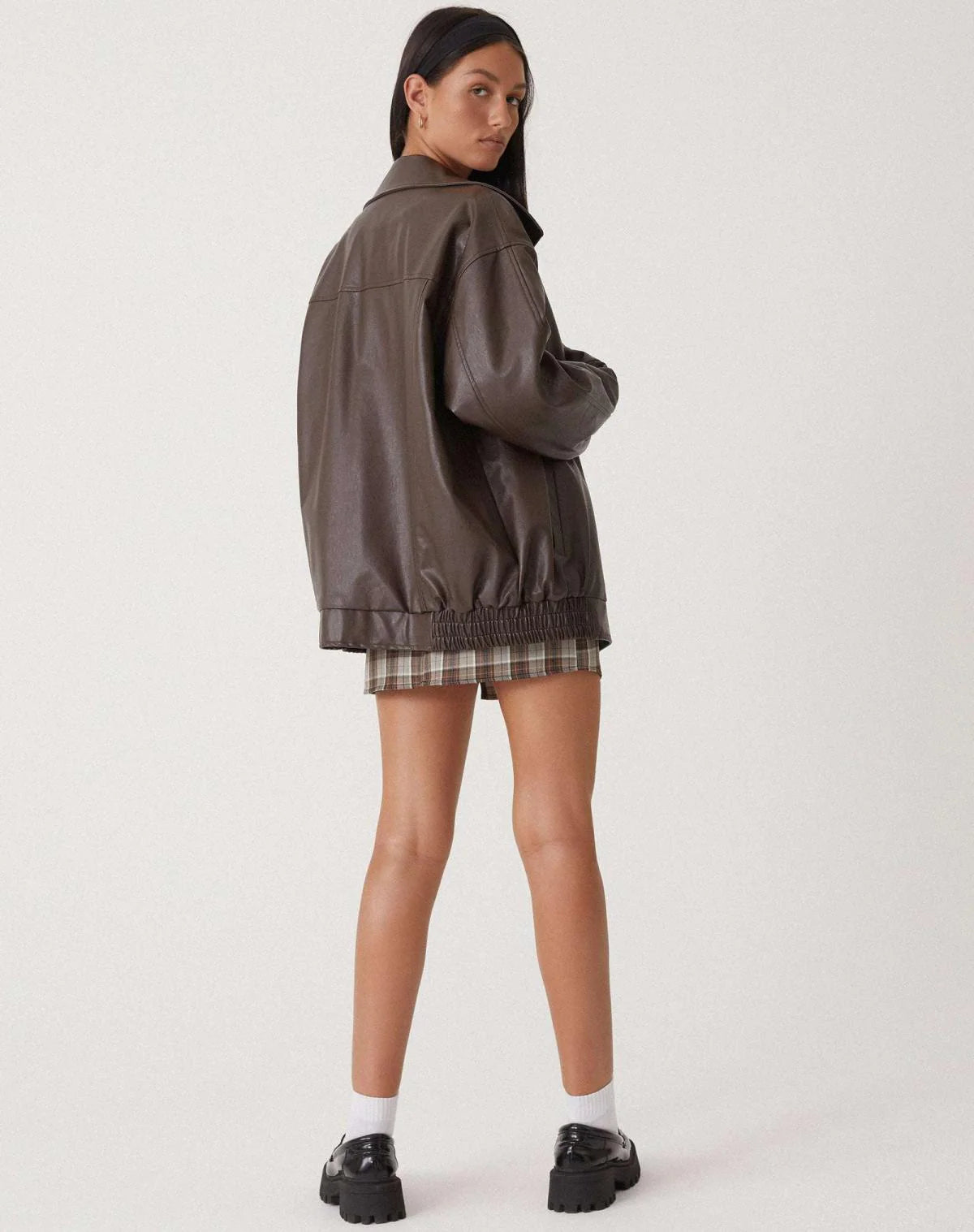 Veste Oversize En Similicuir Style Vintage-Gigié