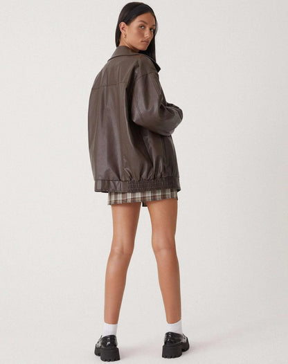 Veste Oversize En Similicuir Style Vintage-Gigié