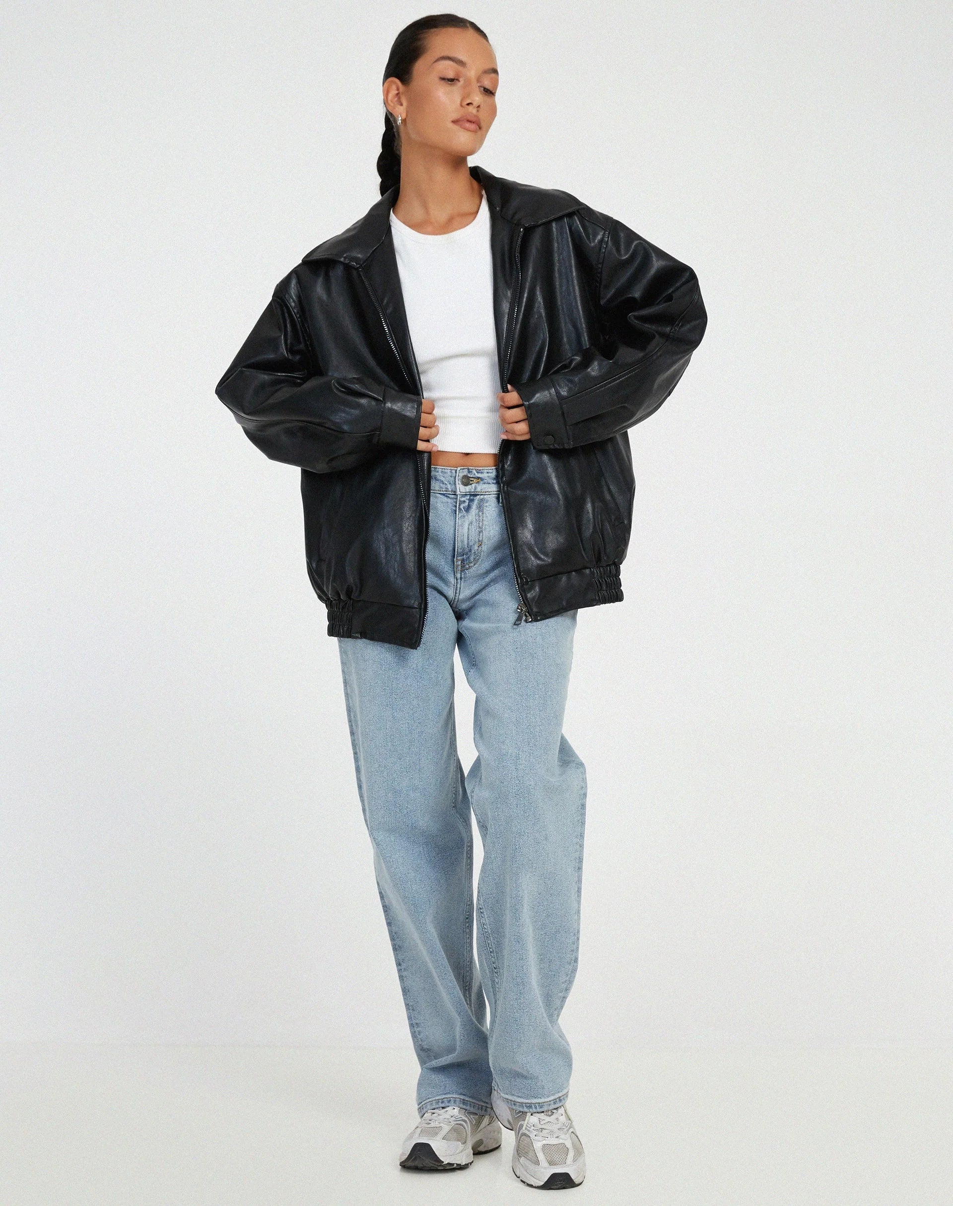 Veste Oversize En Similicuir Style Vintage-Gigié