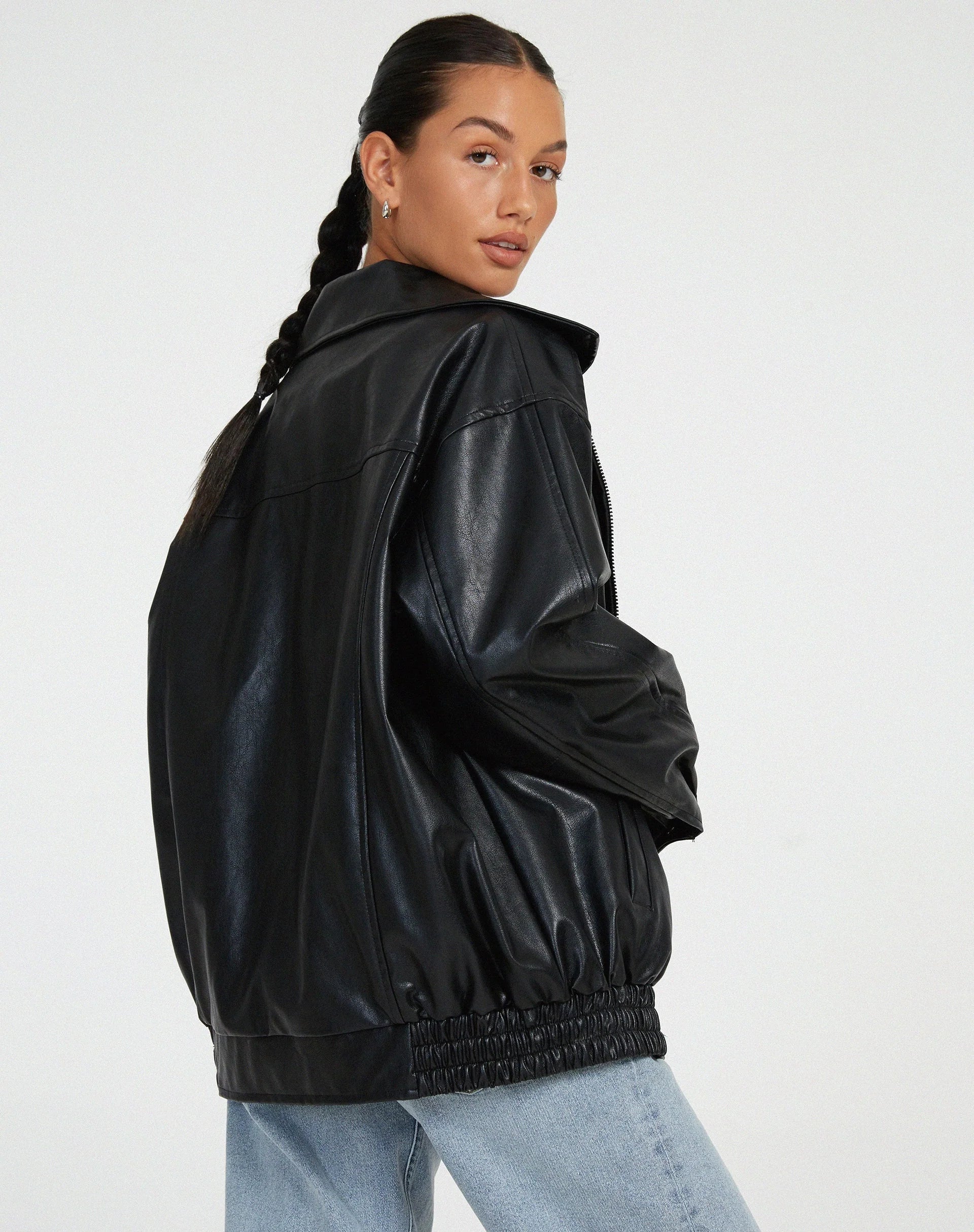 Veste Oversize En Similicuir Style Vintage-Gigié