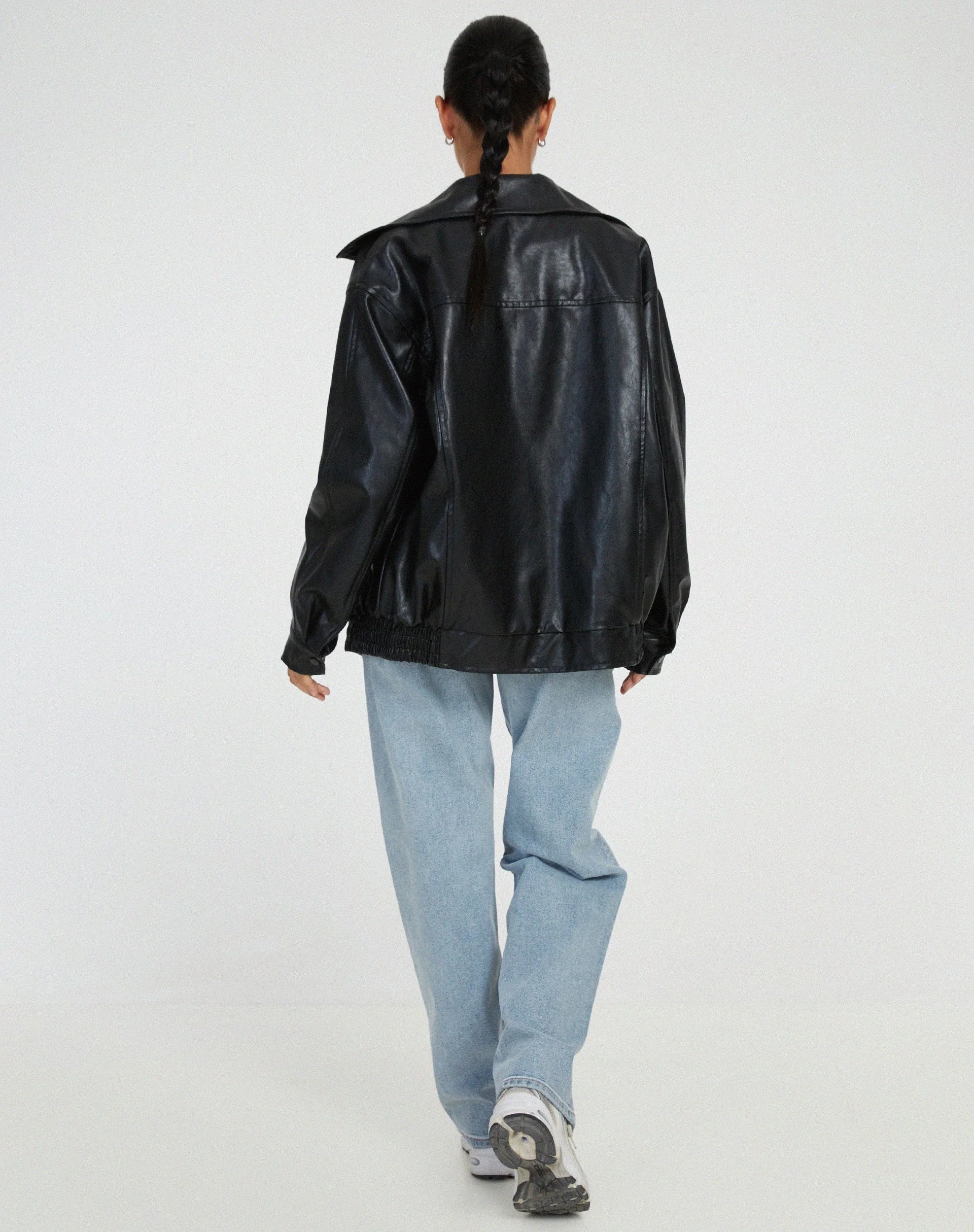 Veste Oversize En Similicuir Style Vintage-Gigié