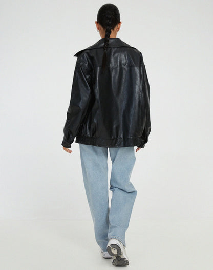 Veste Oversize En Similicuir Style Vintage-Gigié