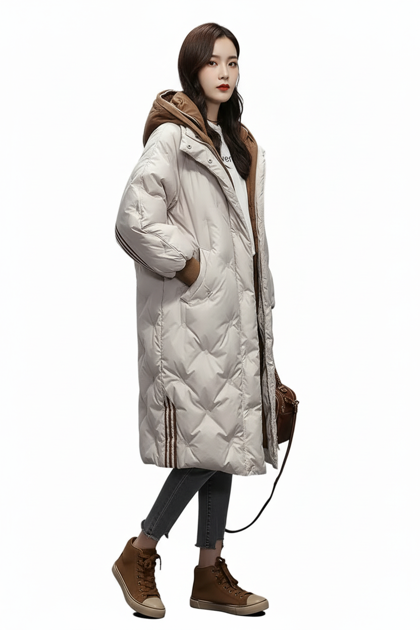 Veste longue à capuche pour femme et coupe longue-Womens Jacket-Gigié