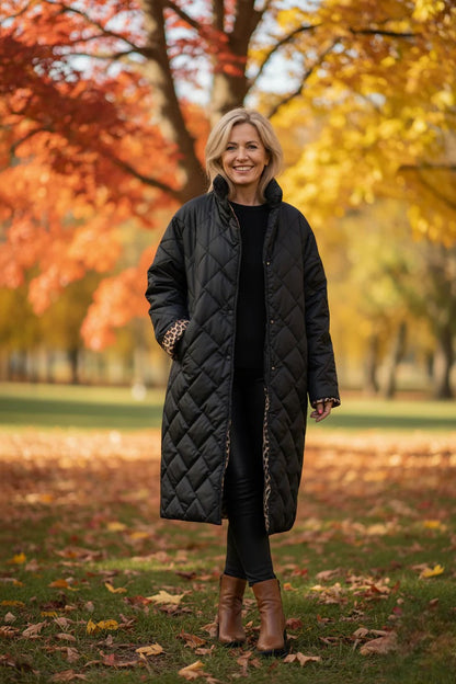 Veste Matelassée Réversible Femme Doublure Imprimée-Gigié