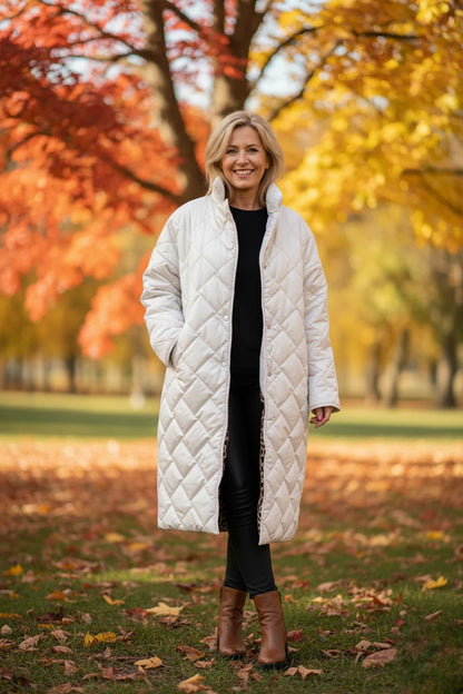 Veste Matelassée Réversible Femme Doublure Imprimée-Gigié