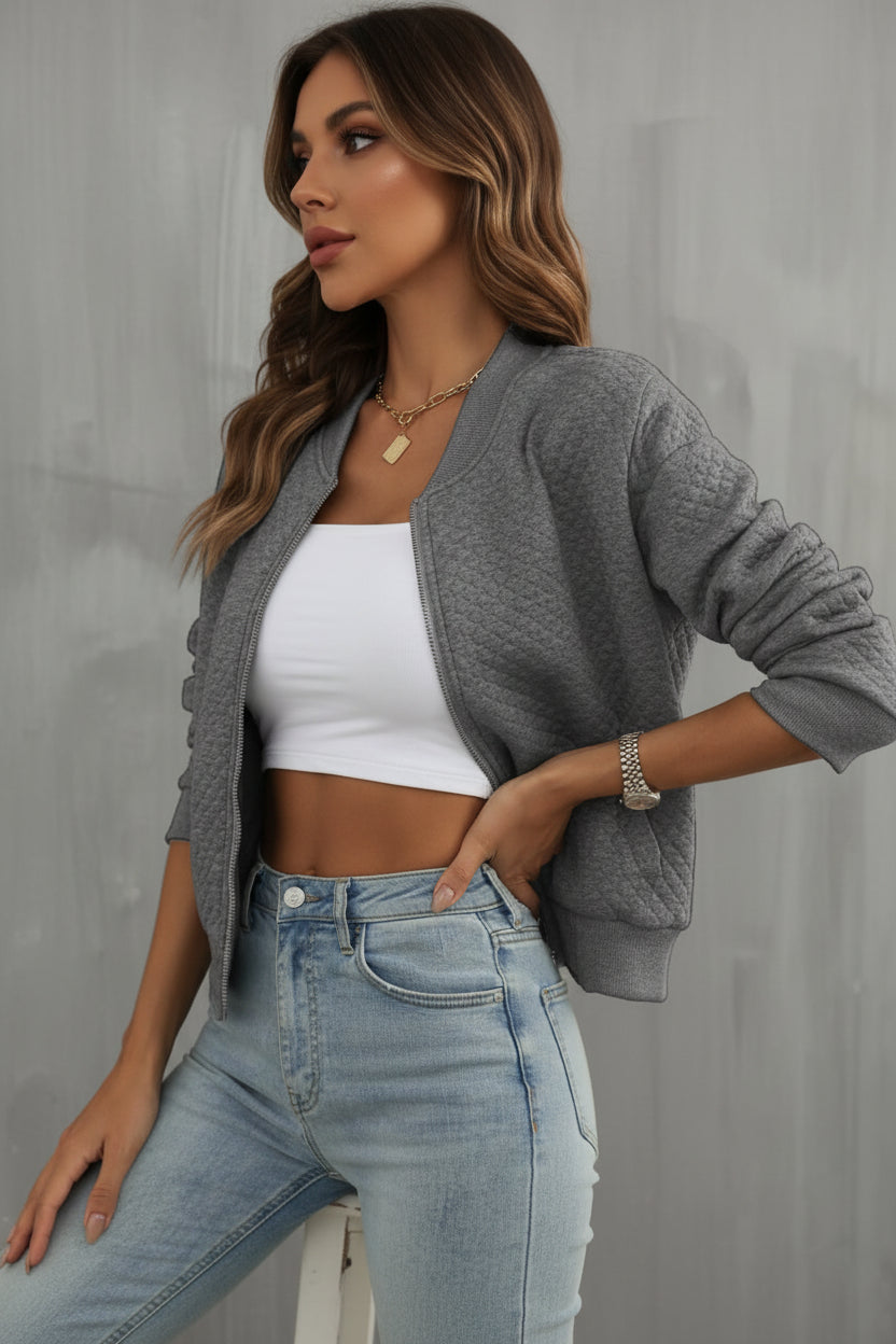 Veste pour femme avec fermeture éclair et encolure ronde-Jacket Female-Gigié