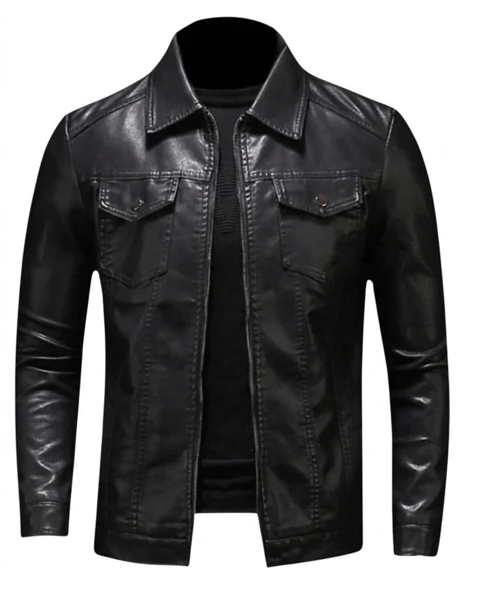 Veste pour homme en similicuir avec poches à rabat 1