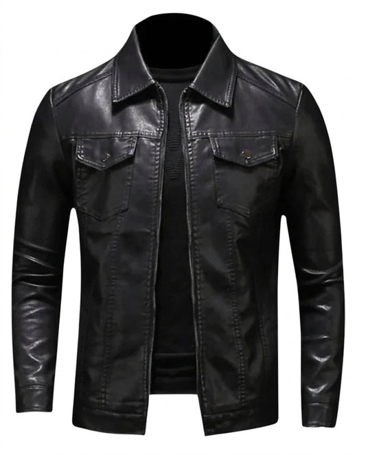 Veste pour homme en similicuir avec poches à rabat 1