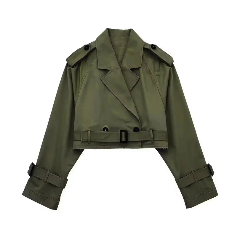 Veste trench courte femme avec double boutonnage-Womens Coat-Gigié