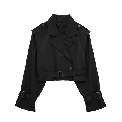 Veste trench courte femme avec double boutonnage-Womens Coat-Gigié