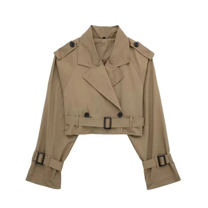 Veste trench courte femme avec double boutonnage-Womens Coat-Gigié