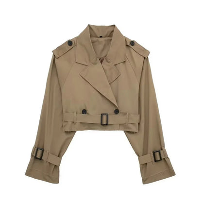 Veste trench courte femme avec double boutonnage-Womens Coat-Gigié