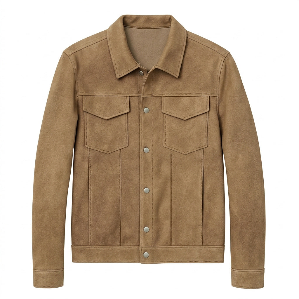 Veste Trucker en suédine pour homme avec fermetures à boutons-pression 1