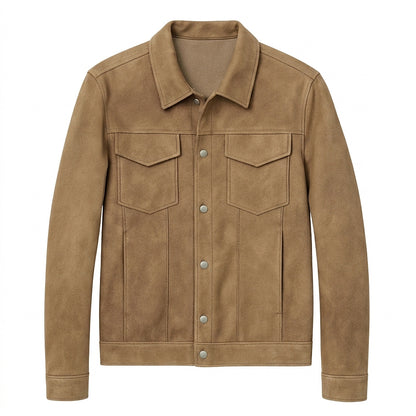 Veste Trucker en suédine pour homme avec fermetures à boutons-pression 1