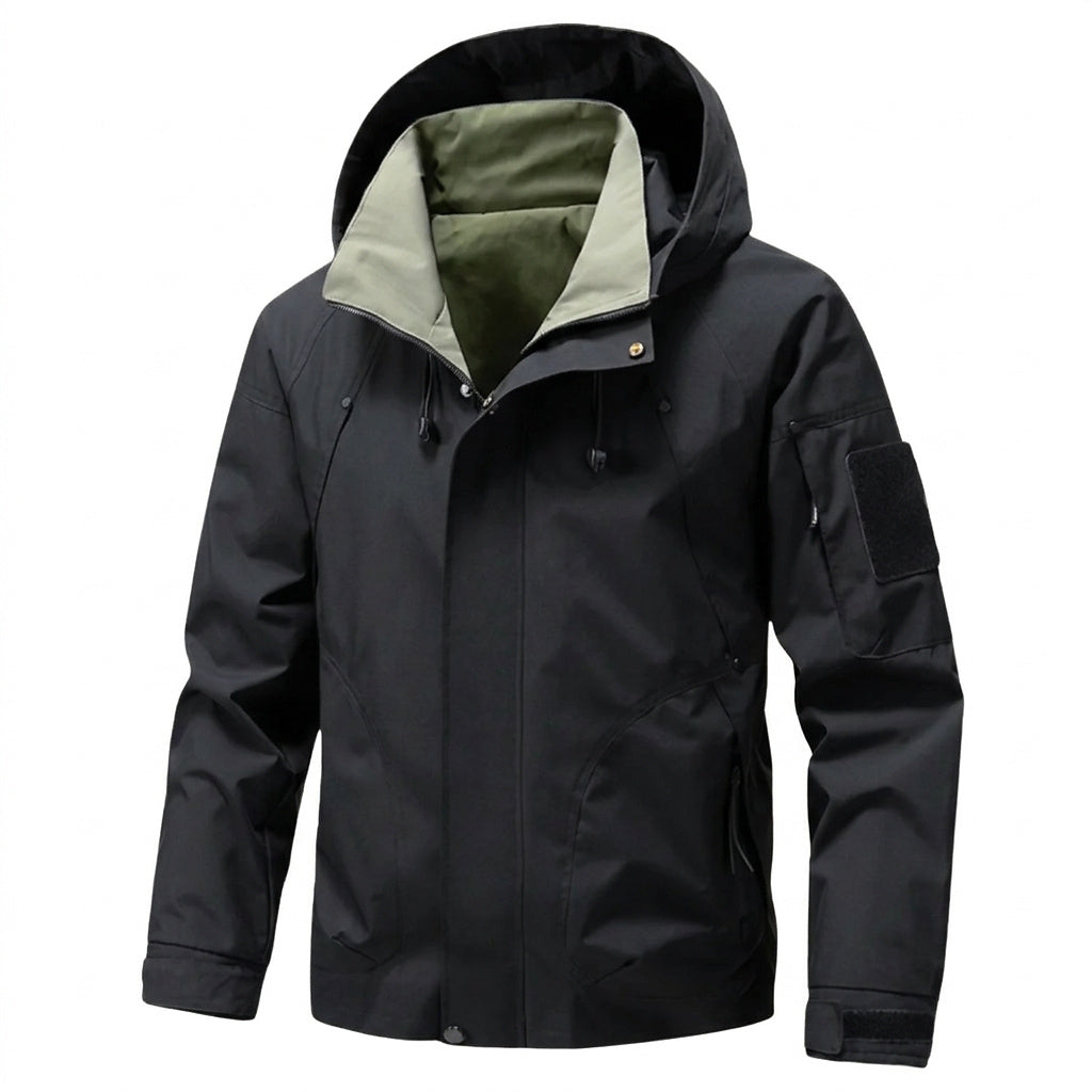 Veste utilitaire à capuche pour homme avec doublure contrastante 1