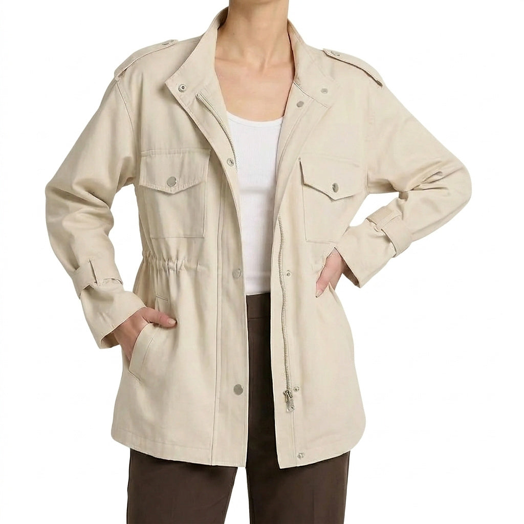 Veste utilitaire pour femme avec taille à cordon de serrage 1