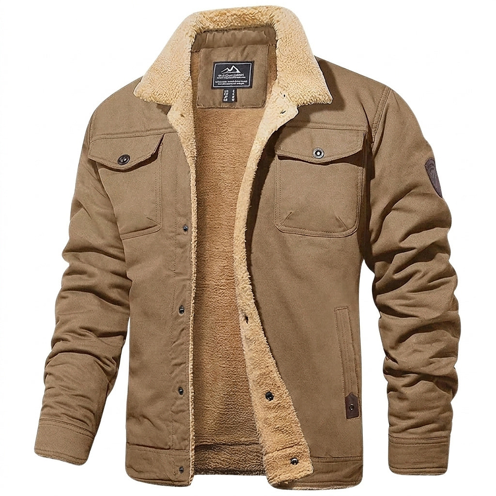 Veste utilitaire pour homme doublée en polaire avec fermeture à boutons 1