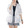Veste zippée à capuche transparente pour femme 1